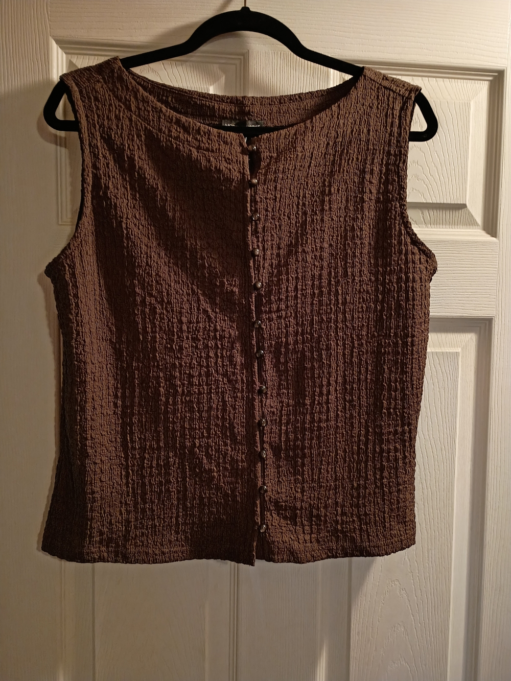 NWT Sleeveless Brown Button-Front Women's Top